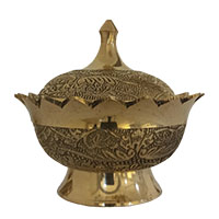 ظرف شکلات خوری برنجی برنزی مدل لبه هشتی طرح گل