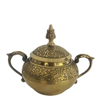 قندان برنجی برنزی دو بازو طرح طاووس