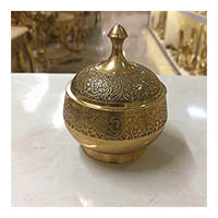 قندان برنجی برنزی رینگ بدون پایه طرح طاووس 5 اینچ