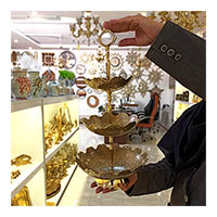 میوه خوری برنجی برنزی سه طبقه گود طرح طاووس لب قلعه