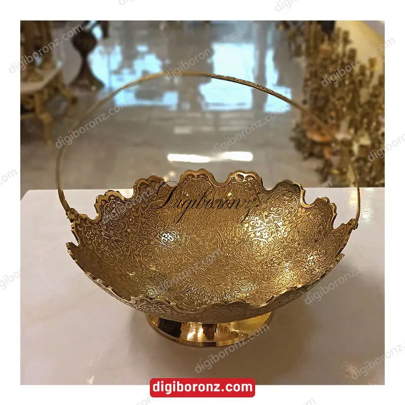 آجیل خوری برنجی برنزی لب قلعه سبدی 10 اینچ