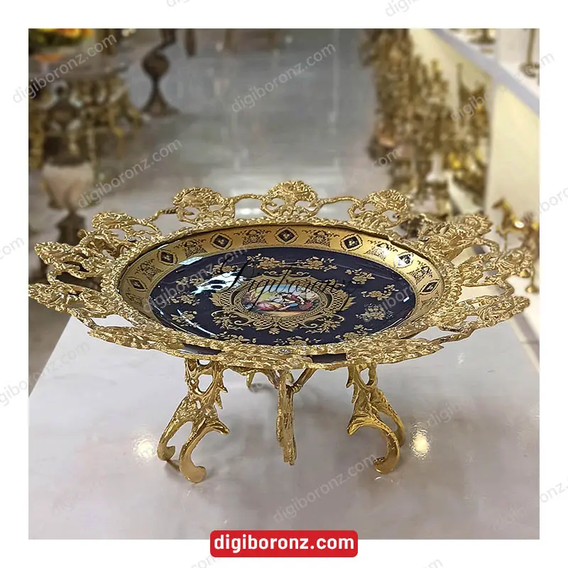 بشقاب برنجی برنزی مدل خرچنگی سورمه ای