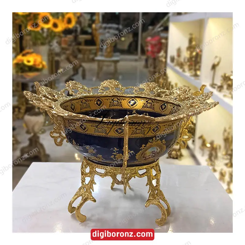 کاسه برنجی برنزی مدل خرچنگی سورمه ای