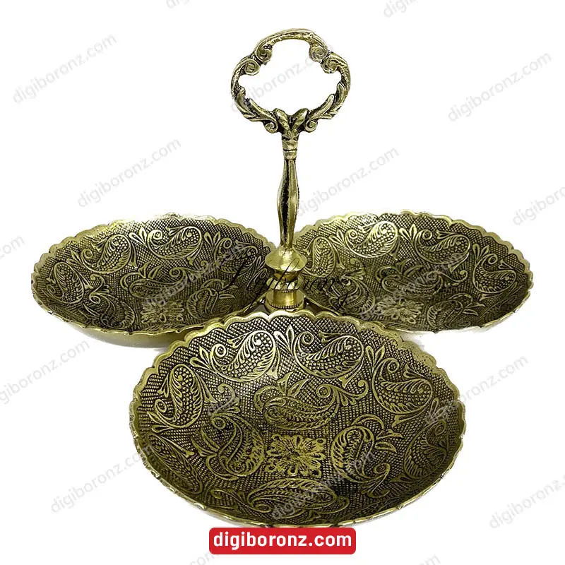 آجیل خوری برنجی برنزی مدل ترنج3تایی