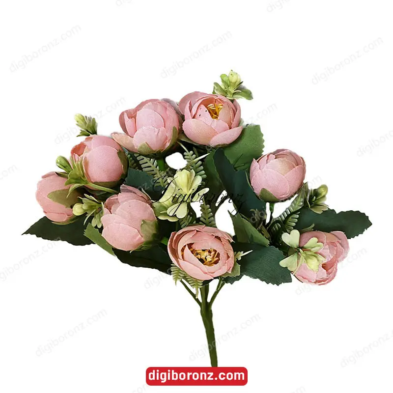 دسته گل مصنوعی مدل بوته نسترن فندقی 5 شاخه