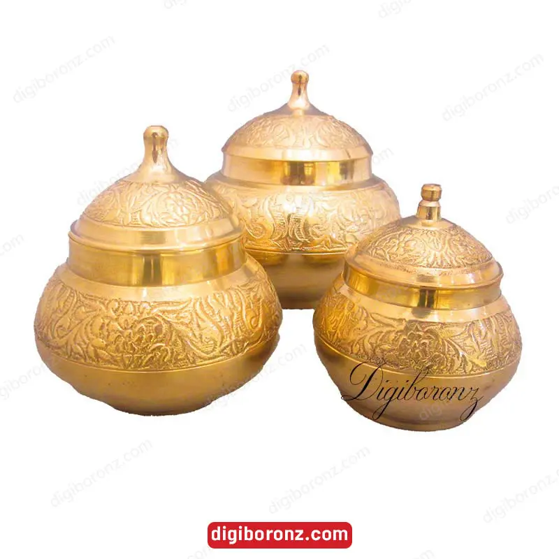 ست قندان برنجی برنزی طرح گل