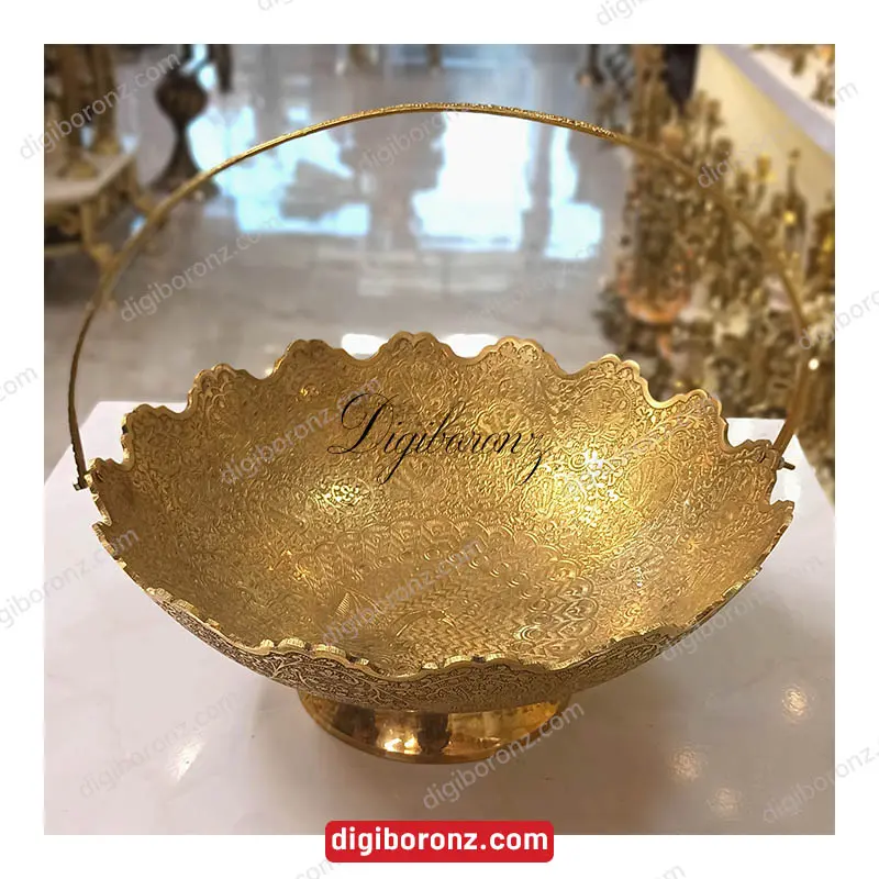 ظرف برنجی برنزی لب قلعه دسته دار