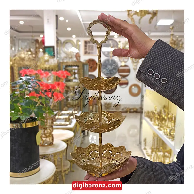 ظرف برنجی برنزی هندی 3 طبقه مشبک