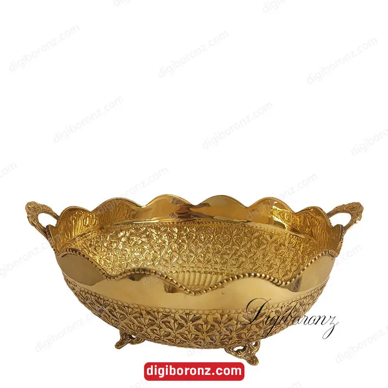 ظرف میوه خوری هندی برنجی برنزی مدل قلم دست