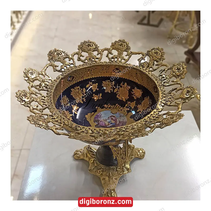 ظرف میوه خوری پایه سنگی سرمه ای