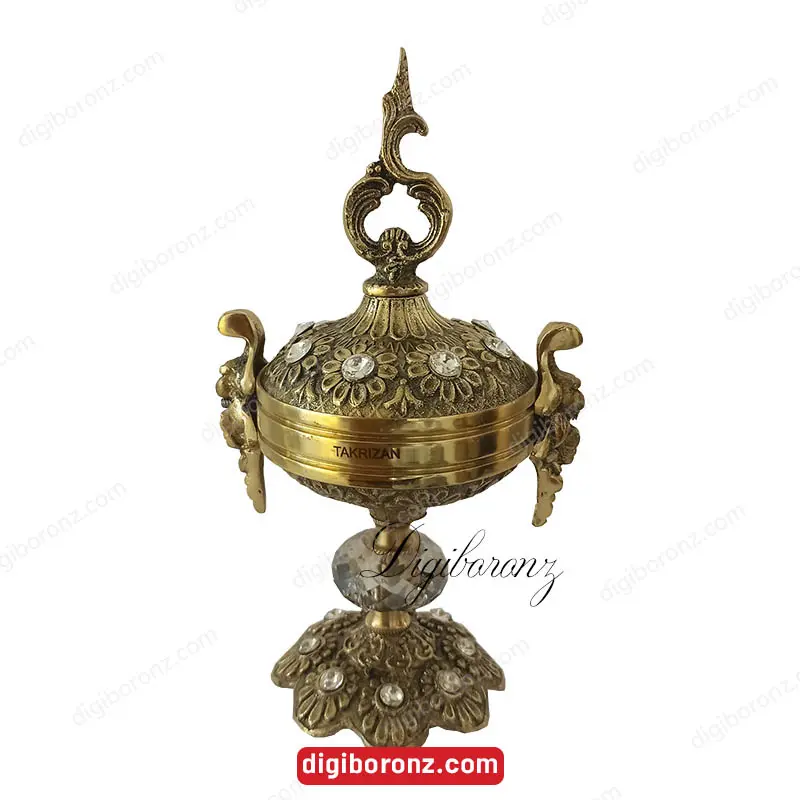 قندان برنجی برنزی مدل دسته دار کریستالی برنجی برنزی