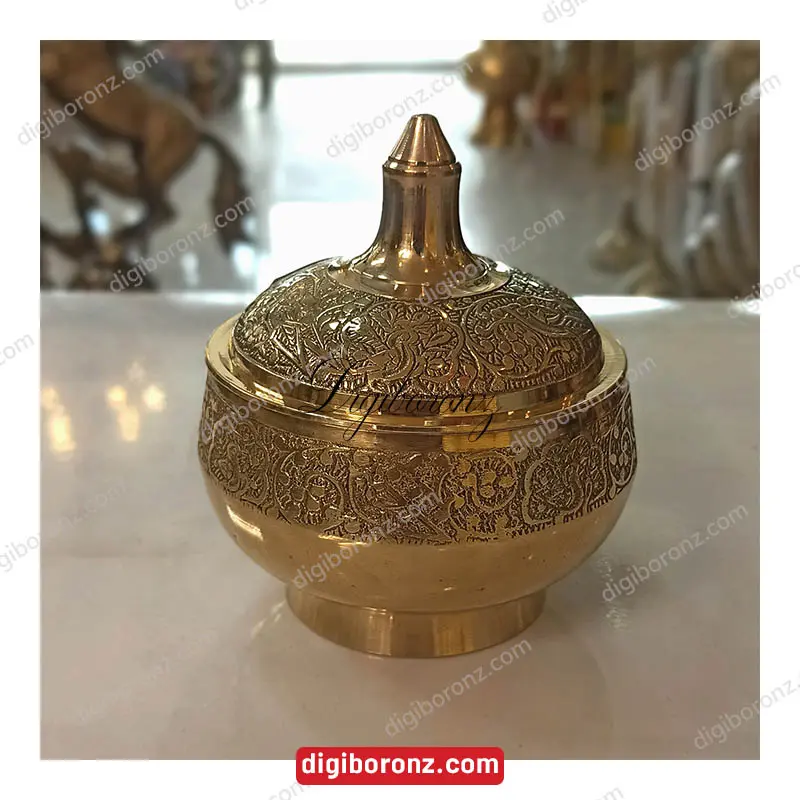 قندان برنجی برنزی رینگ بدون پایه 4 اینچ