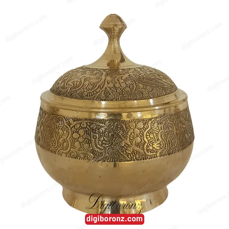 قندان برنجی برنزی مدل طرح طاووس سایز 5 اینچ