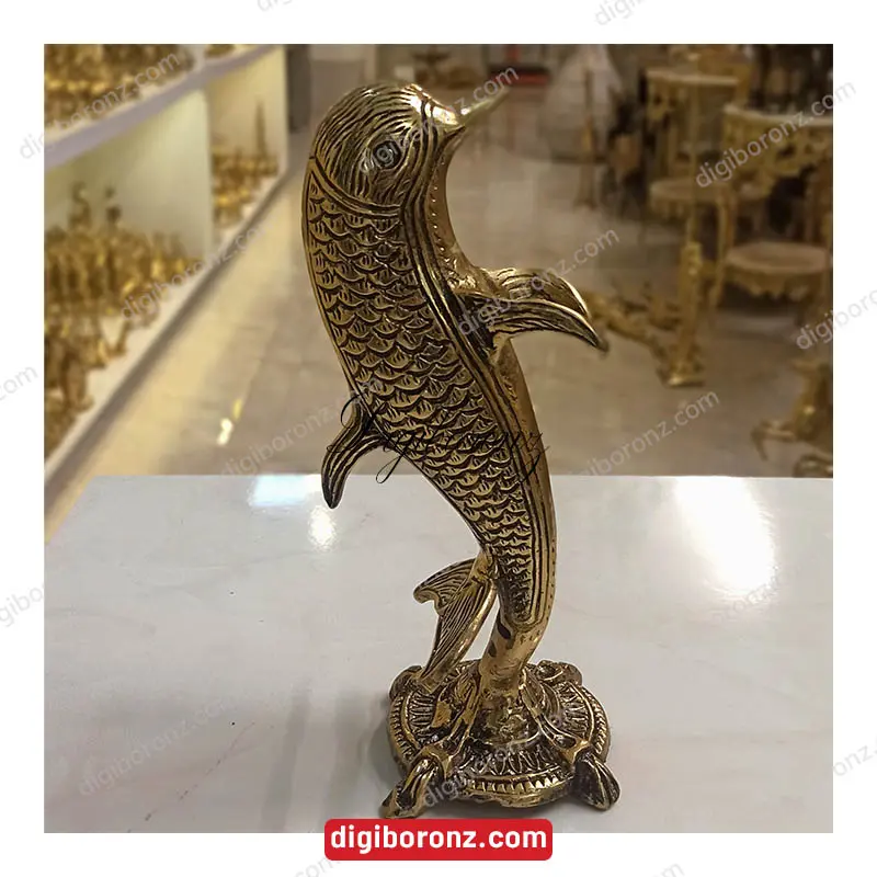 مجسمه دلفین برنجی برنزی روی پایه